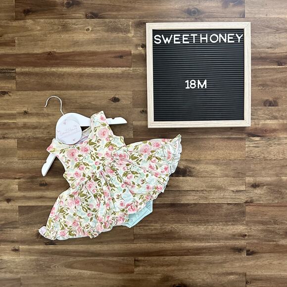 NWT SweetHoney Belle Bubble Freshest Blooms Floral Knit Sleeveless Cream Pink - Picture 1 of 7